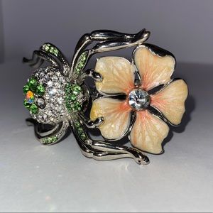 Spider and flower bangle bracelet